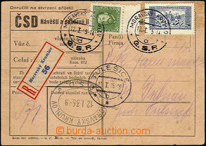 37918 - 1935 Reg card, advice note Czechoslovak State Railways i.a.