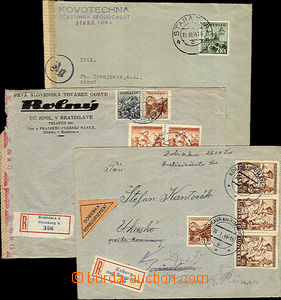 37923 - 1941-44 comp. 3 pcs of letters, 1x R + Dobírka(!) CDS Kokav