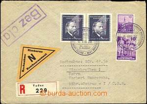 37938 - 1938 letter to Czechoslovakia as Reg and C.O.D. (!), with Mi