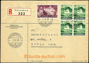 37940 - 1938 Reg letter addressed to to Czechoslovakia, with Mi.165,