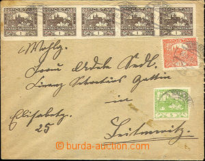 37955 - 1919 letter with 5x 1h + 5h + 15h, Pof.1, 3, 7F, CDS Schluck