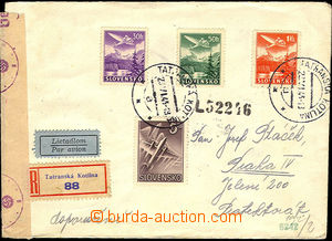 37957 - 1943 Reg and airmail letter to Bohemia-Moravia, CDS Tatransk