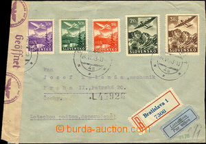 37958 - 1943 Reg and airmail letter to Bohemia-Moravia franked with.