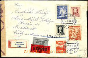 37959 - 1944 Reg, express and airmail. letter to Protectorate, frank