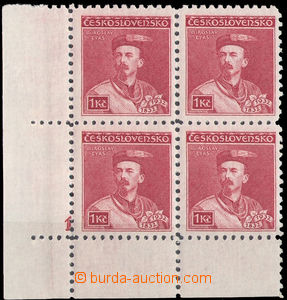 38046 - 1932 Pof.269, Tyrš, block of four with plate mark 1 wide ma