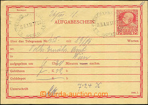 38056 - 1908 certificate of mailing for telegram Mi.TA55, postmark p