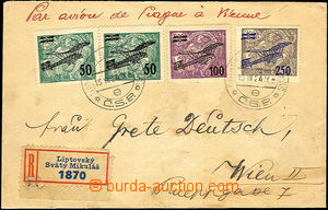 38061 - 1924 issue II Reg and airmail letter to Vienna, with Pof.L4