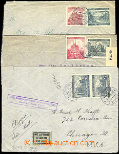 38067 - 1940-41 assembly of 3 air-mail letters sent to USA, various