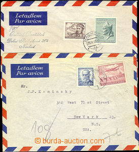 38071 - 1946-47 2 pcs of air-mail letters, 1x to Canada with Pof.452