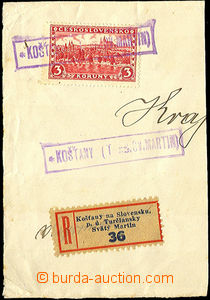 38144 - 1930? cut square with 3CZK stamp. Prague and 2 print postal