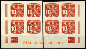 38165 - 1945 Pof.NV24, plate mark 9-47, L + R corner blk-of-4, very