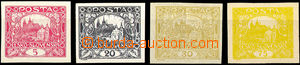 38178 - comp. 4 pcs of PLATE PROOF, 5h red on chalky paper, 20h bla