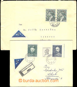 38188 - 1946-48 Delivery stmp 2 pcs of letters with mounted deliver