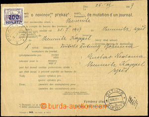 38190 - 1927 Newspaper assignment franked with. Postage due stamp Hr
