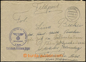 38197 - 1940 letter with FP cachet postmark Fallschirmjäger Erg. Na
