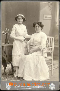 45453 - 1900 kabinetní fotografie matka s dcerou, 14x10cm, Atelié