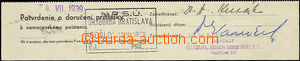 47456 - 1939 HUSÁK Gustáv, podpis na potvrzence pro pojišťovnu,