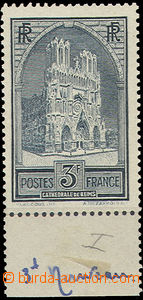 51136 - 1930 Mi.256/I. Katedrála v Reims, malá stopa po nálepce,