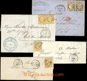 51658 - 1855-75 sestava 4ks skládaných dopisů nebo přebalů, 3x