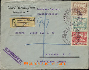 52382 - 1919 firemní těžší R dopis zaslaný do Anglie v II.TO,