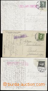56657 - 1926-37 sestava 3ks pohlednic s různými raz. poštovny PUSTEV