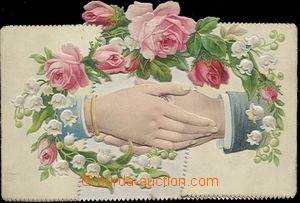 57895 - 1900 congratulatory card, lithographic print, embossed, otev