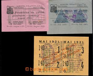 58159 - 1921 RATION CARDS comp. 3 pcs of various cards on/for sugar