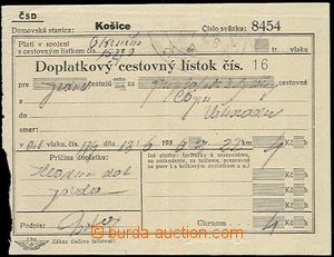 58160 - 1936 RAILWAYS doplatkový traveller's card on/for ride from