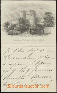 59521 - 1860 rytina vstupní brány hradu Carisbrooke Castle, Isle o