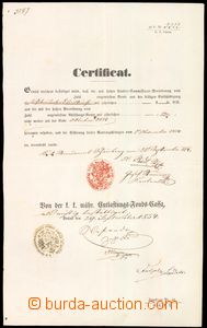 59523 - 1854 certificate about/by vyvázání from corvée, color po