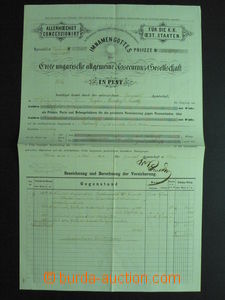 59528 - 1871 insurance contract with decorated heading; folds
