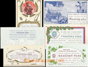 59737 - 1937 comp. 6 pcs of invitation cards on/for fire-fighting ba