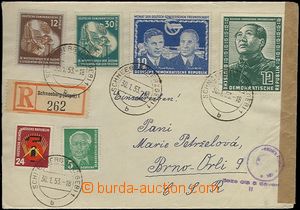 62338 - 1953 R-dopis do ČSR, vyfr. zn. Mi.286 + 289 + 291 + 293 + 2