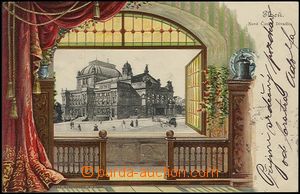 62403 - 1901 Plzeň - collage view from window, theatre, embossed; l