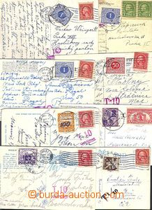 63492 - 1926-37 ČSR I. sestava 14ks pohlednic zaslaných z USA do