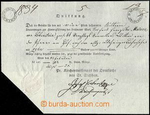 64107 - 1834 Quittung, tištěná kvitance, péče o koně a vůz, h