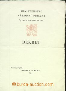 64542 - 1937 Dekret Ministerstva národní obrany k povýšení na m
