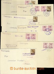 64615 - 1945-46 PROVIZORNÍ RAZÍTKA sestava 21ks lístků s franka