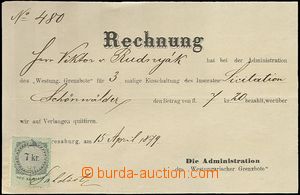 64639 - 1879 HUNGARY  bill with mounted revenue 7Kr, longitudinal fo