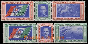67227 - 1933 Mi.445-446, Let Řím–Chicago, obě 3-pásky s přeti