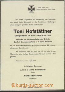 68711 - 1944 smuteční oznámení o úmrtí a pohřbu příslušní