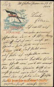 69119 - 1904 NOTEPAPERS decorated used letter paper German marine,