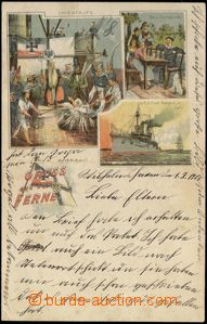 69120 - 1905 NOTEPAPERS decorated used letter paper German marine,