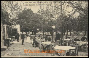 71447 - 1907 Wien, zahradní restaurace Knödelhütte, lidé; prošl