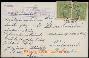 71912 - 1917? pohlednice s fialovým razítkem poštovny CHVALKOVICE (I