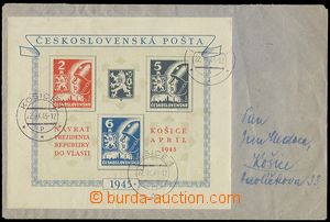 72080 - 1945 letter in the place franked Košice miniature sheet Pof