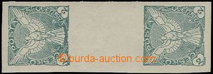 72363 - 1918 Pof.NV1Ms, 2h green, 2-stamps gutter, distance 26 mm, v