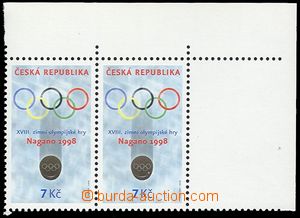 72379 - 1998 Pof.167VV, ZOH Nagano, horní rohová 2-páska, bílý prouž