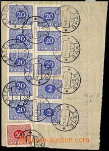 72400 - 1930 cut sheet from accounting book/-s franked postage-due i