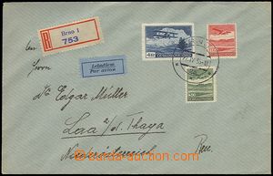 73469 - 1936 Reg and airmail letter sent from Brno to Laa an der Tha